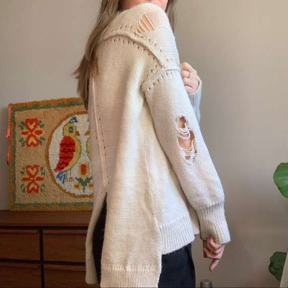 Wildfox Night Sweater Vintage Lace Oversized Alpaca Blend Sweater Size SM - Picture 3 of 13